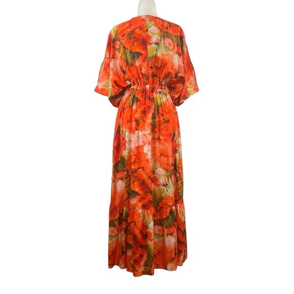 Marie Oliver Venus Abstract Floral Print Dolman-Sleeve Caftan Maxi Dress Size S - Picture 9 of 14